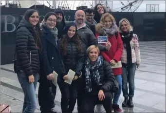  ??  ?? Italian agents visiting the Dunbrody famine ship in New Ross.