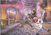  ?? DISNEY-PIXAR ?? Hector, voiced by Gael Garcia Bernal, left, and Miguel, voiced by Anthony Gonzalez, in the animated film “Coco.”