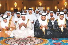  ?? WAM ?? Fujairah: Shaikh Hamad offers prayers at the Shaikh Zayed Grand Mosque alongside Shaikh Mohammad Bin Hamad Bin Mohammad Al Sharqi.