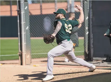  ?? Michelle Minahen / Oakland Athletics ?? Ian Gardeck, who had Tommy John surgery in 2016 and again in 2017, spent seven seasons in the Giants’ organizati­on.