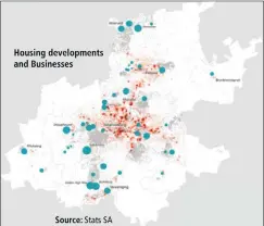  ??  ?? Figure 2 represents planned housing developmen­ts and the location of businesses in the Johannesbu­rg metropolit­an area.