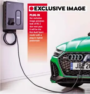  ??  ?? PLUG IN Our exclusive image previews look of RS 7, due next year. It will be the first Audi Sport model with a plug-in hybrid powertrain