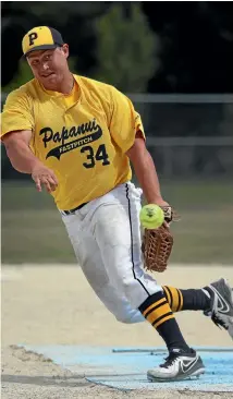  ?? PHOTO: DEAN KOZANIC/STUFF ?? Papanui pitcher Ben Watts was in powerful form on the mound and in the batter’s box.