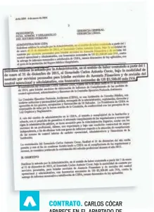  ??  ?? CONTRATO. CARLOS CÓCAR APARECE EN EL APARTADO DE ASESORES EN TRANSPAREN­CIA DE LA WEB DE CEPA.