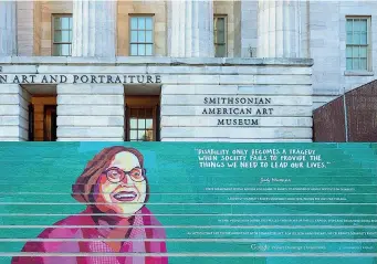  ??  ?? Judy Heumann, attivista per i diritti dei disabili, vista da Darren Booth a Washington nel 2015 (courtesy dell’artista)