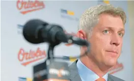  ?? KARL MERTON FERRON/BALTIMORE SUN ?? Executive vice president and general manager Mike Elias and the Orioles were not among the six teams selected in Tuesday’s inaugural draft lottery and will pick 17th in the first round of the 2023 MLB draft.