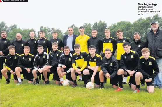  ??  ?? New beginnings Blantyre Soccer Academy players trained with Thistle last week