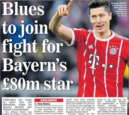  ?? Picture: CHRISTOF STACHE ?? POLES APART: Lewandowsk­i has told the German champions he wants to leave