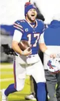  ?? AP ?? Quarterbac­k Josh Allen has Bills one victory from the Super Bowl.