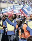  ?? PHOTO: REUTERS ?? The DA marches to Cosatu in support of the youth wage subsidy.