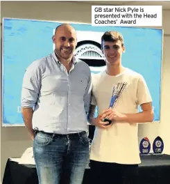  ??  ?? GB star Nick Pyle is presented with the Head Coaches’ Award