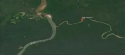  ?? © google earth ?? De Casiquiare gaat ervandoor met het water van de Orinoco.
