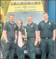  ??  ?? ■ Ambulance crews have also received some of the ‘Helping Hands’ uniform bags.