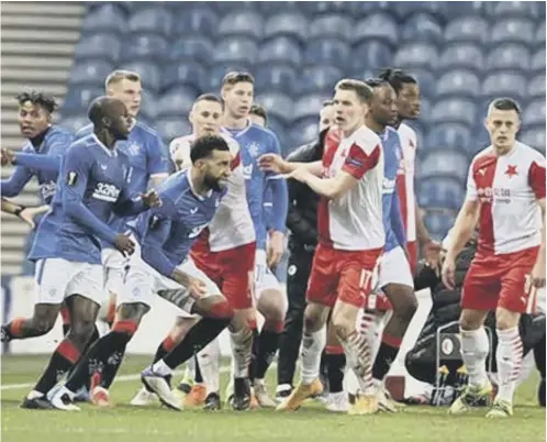  ??  ?? 0 Rangers crashed out in the last 16 of the Europa League last season, following a bad-tempered clash with Slavia Prague