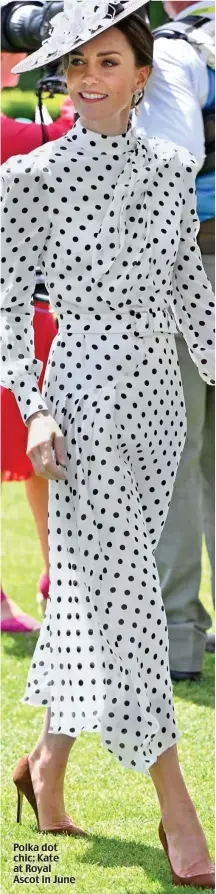  ?? ?? Polka dot chic: Kate at Royal Ascot in June