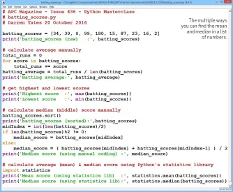  ??  ?? The multiple ways you can find the mean and median in a list of numbers.