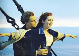  ??  ?? Leonardo DiCaprio and Kate Winslet in a scene from ‘Titanic.’
