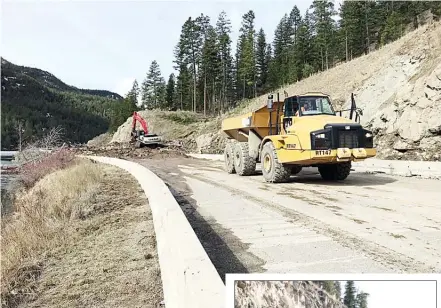  ?? B.C. Transporta­tion Ministry/Special to The Herald ?? Cleanup work continued Sunday to clear away debris from a mudslide that has closed Highway 3A at Yellow Lake.