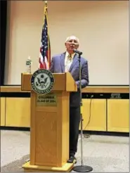  ??  ?? U.S. Rep. Paul Tonko addresses the crowd during his town hall meeting Tuesday night in East Greenbsuh.