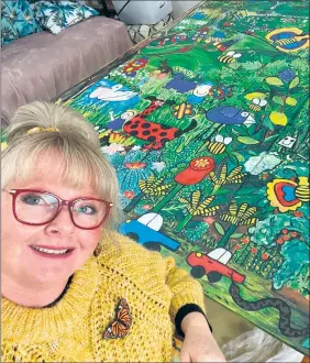  ??  ?? I SPY: Wimmera artist Nichola Clarke, with help from students at Stawell’s Skene Street Specialist School, is working on a mural for the town’s pop-up park.