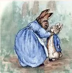  ?? ?? Mrs Rabbit buttoning Peter’s coat
