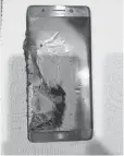  ?? JONI GANTZ BARWICK, AP ?? A damaged Samsung Galaxy Note 7 that belonged to a customer in Marion, Ill.