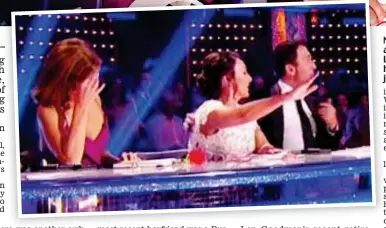  ??  ?? Nip in the air: Darcey grimaces at touchy-feely Shirley. Left: She puts her head in her hands as the head judge drops a clanger