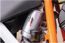  ??  ?? ABOVE: WP rear shock boasts 220 mm of travel