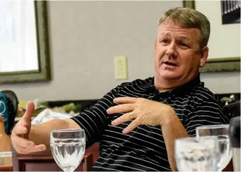  ?? (Photo by Logan Kirkland, SDN) ?? Chairman of the Starkville Housing Authority Board Loren Bell discusses the potential new Pecan Acres developmen­t during the board’s meeting on Thursday.