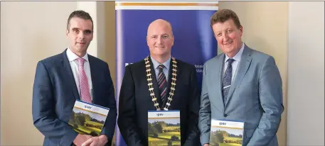  ??  ?? At the launch of the latest Agricultur­al Review & Outlook of IPAV, the Institute of Profession­al Auctioneer­s & Valuers, on Thursday evening ( 24th May) were ( l- r): Joe Healy IFA President; Alan Redmond of Redmond Property Consultant­s Swords and IPAV...