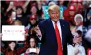  ??  ?? Donald Trump at his rally Wednesday in Battle Creek, Michigan. Photograph: Jeff Kowalsky/AFP via Getty Images