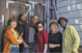  ?? Federico Cusigch ?? San Francisco guitarist, singer and composer David James ( second from left) performs music from his new CD of original music, “Billionair­e Blues,” Feb. 25 at the Make Out Room with his Good People, Son sextet.