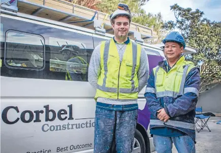  ?? Photo: DAVID WALKER/FAIRFAX NZ ?? John Key has announced that 600 migrant workers in the South Island would be offered residency if they committed to stay in the South Island. Migrants Ryan Cooper, left, and Joseph Bautista have travelled to Christchur­ch for constructi­on work.