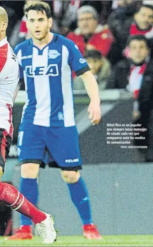  ?? FOTO: JUAN ECHEVERRÍA ?? Mikel Rico es un jugador que siempre lanza mensajes de calado cada vez que comparece ante los medios de comunicaci­ón