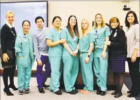  ?? Contribute­d photo ?? Greenwich Hospital graduated the first group in its perioperat­ive nurse residency program in January. At center are Roann Paligutan, Leigh Shainwald, Liz Vitale and Lee Toterhi. They are flanked by, from left: Anna Cerra, chief nursing officer; Marie...