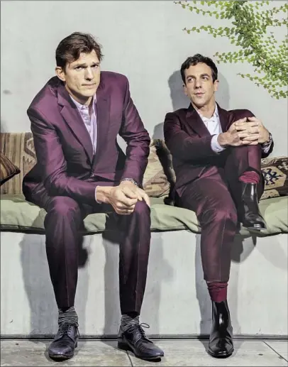  ?? Michael Tyrone Delaney For The Times ?? ACTORS Ashton Kutcher, left, and B.J. Novak reunited for “Vengeance,” a new dark comedy poking fun at the culture wars.