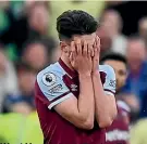  ?? GETTY ?? West Ham captain Declan Rice was outraged at the refereeing of the UK club’s Europa League loss last week.