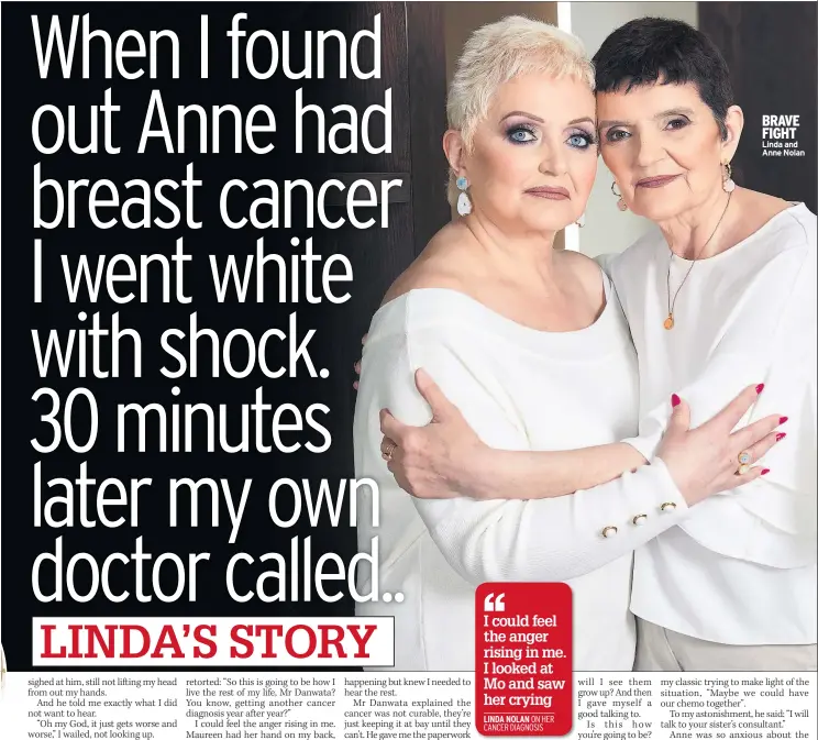  ??  ?? BRAVE FIGHT Linda and Anne Nolan