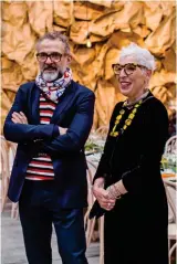  ?? ?? Clockwise from left: OzHarvest’s Ronni Kahn with chef Massimo Bottura; a spread at Refettorio; inside the dining space.