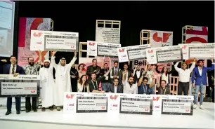  ??  ?? Winners of various competitio­ns with their prizes. The Gitex Future Stars — a conference primarily aimed at startups — attracted participat­ion of 700 companies from 75 nations.