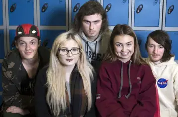  ??  ?? NEW GENERATION: Would today’s young adults sign up? Students holding differing views are (left to right) George Wild, Sarah Fox, Dylan O’Sullivan, Becky Canavan and Stephen Belton. Woodenbrid­ge World War 1 Memorial, Co Wicklow (right) and (below) Royal Dublin Fusiliers