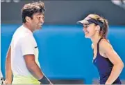  ??  ?? Leander Paes and Martina Hingis reached the mixed doubles final on Friday. If they win, it will be Paes’ 15th Grand Slam win. AP PHOTO