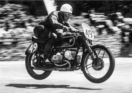  ??  ?? Right: A matter of months after Meier’s TT victory, war was declared, and a postwar FIM ban on supercharg­ed machines meant the Kompressor never again competed in internatio­nal races