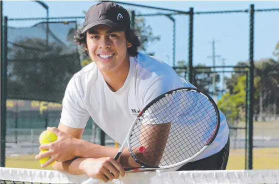  ?? Picture: GLENN HAMPSON ?? Thanks to a unique funding arrangemen­t with a group of investors, Moerani Bouzige can chase his profession­al tennis dreams.