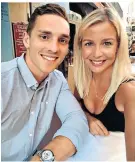  ??  ?? Quality time: George North with his fiancee, the cyclist Becky James