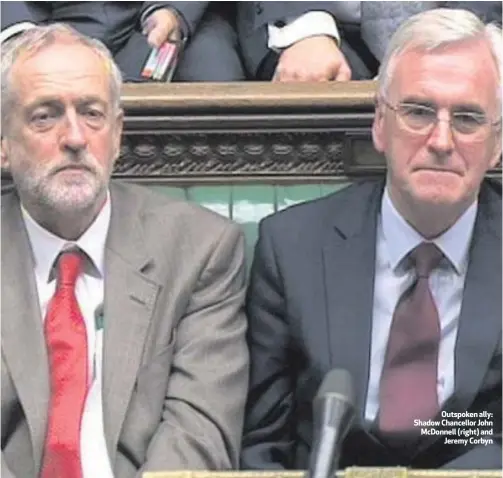  ??  ?? Outspoken ally: Shadow Chancellor John McDonnell (right) andJeremy Corbyn