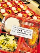  ?? PHOTOS ?? APPRECIATI­ON Meals prepared by chefs and restaurant owners in Pampanga are sent to hospital and security front-liners in the province with messages of appreciati­on and hope.