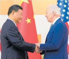  ?? Photo / AP ?? Chinese President Xi Jinping and United States President Joe Biden met on the sidelines of the G20 summit in Bali, Indonesia.