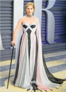  ?? Photo / AP ?? Actor Selma Blair, who was diagnosed with MS last October, attended the Oscars with the aid of a walking stick.