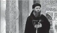  ?? ROPI/TNS ?? ISIS leader Abu Bakr al-Baghdadi helped the militant group at its height control more than 34,000 square miles of territory in Iraq and Syria.